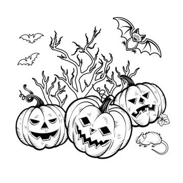 Coloring book Halloween characters. Vector illustration Stock Illustration