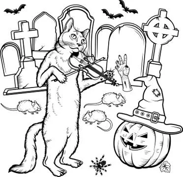 Coloring book Halloween characters. Vector illustration Stock Illustration