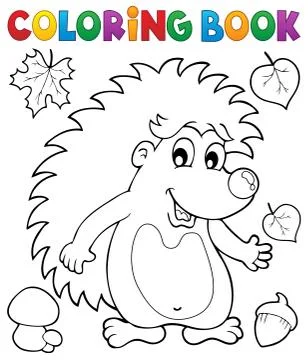 Coloring book hedgehog theme Stock Illustration