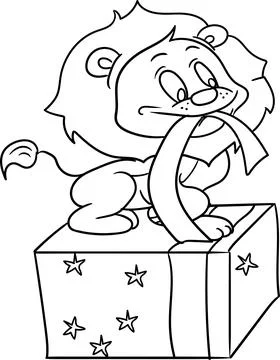 Coloring Book for Kid - Animal Series Lion Stock Illustration