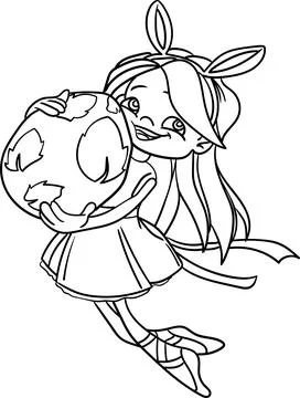 Coloring Book for Kid - Easter day Series Little Girl with Eggs Stock Illustration