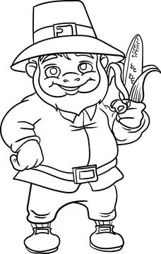 Coloring Book for Kid - St Patrick Day Series Man with Corn Stock Illustration