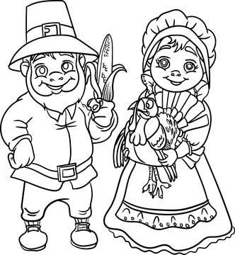 Coloring Book for Kid - St Patrick Day Series Couple Stock Illustration