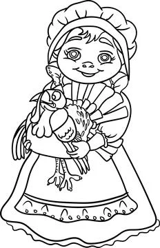 Coloring Book for Kid - St Patrick Day Series Woman with Turkey Stock Illustration