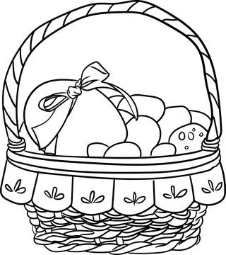 Coloring Book for Kid - St Patrick Day Series Basket and Eggs Stock Illustration