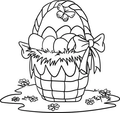 Coloring Book for Kid - St Patrick Day Series Basket and Eggs Stock Illustration
