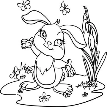 Coloring Book for Kid - St Patrick Day Series Joyful Rabbit Stock Illustration
