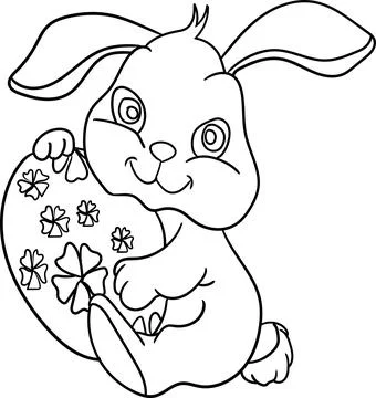 Coloring Book for Kid - St Patrick Day Series Rabbit and Eggs Stock Illustration
