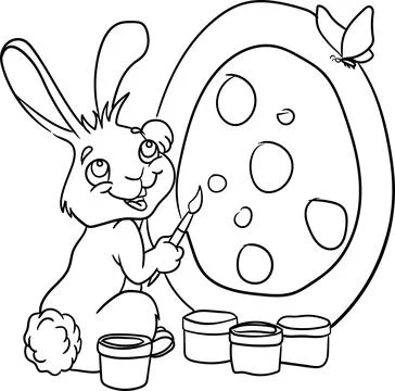 Coloring Book for Kid - St Patrick Day Series Rabbit Painting Eggs Stock Illustration