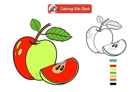 Coloring book for kids apple vector Stock Illustration