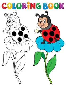 Coloring book ladybug theme Stock-Illustration