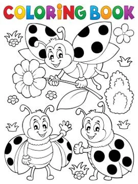 Coloring book ladybug theme Stock Illustration
