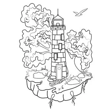 Coloring book lighthouse Stock Illustration