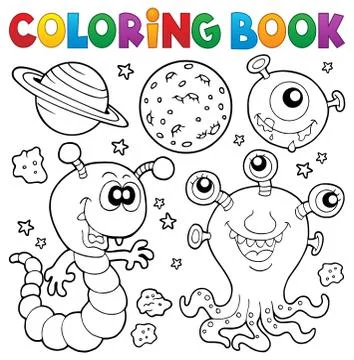 Coloring book monster theme Illustrazione stock