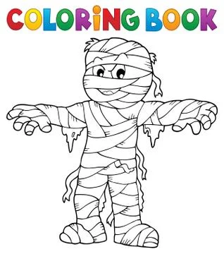 Coloring book mummy theme Ilustración de archivo