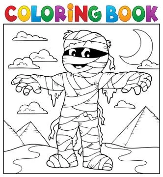 Coloring book mummy theme Ilustración de archivo