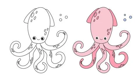 Coloring book octopus Stock Illustration