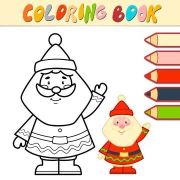 Coloring book or Coloring page for kids. Santa claus black and white vector Stock Illustration