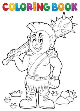 Coloring book orc theme - eps10 vector illustration. 库存插图