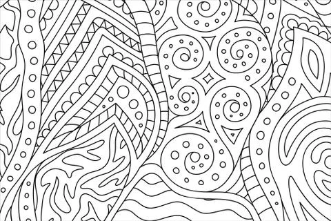 Coloring book page with abstract linear pattern Stock Illustration
