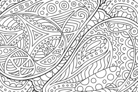 Coloring book page with abstract linear pattern Stock Illustration