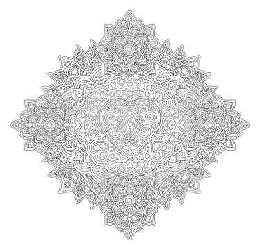 Coloring book page with abstract linear pattern Stock Illustration