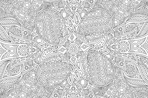 Coloring book page with abstract linear pattern Stock Illustration