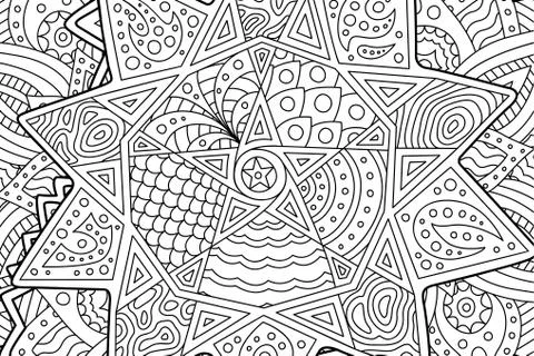 Coloring book page with abstract pattern with star Stock Illustration