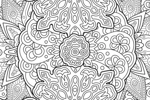 Coloring book page with abstract rectangle art Stock Illustration