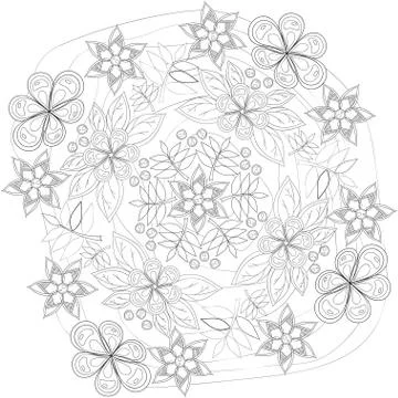 Coloring book page for adults and kids in doodle style. Illustrazione stock