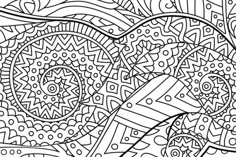 Coloring book page with beautiful linear pattern Stock Illustration
