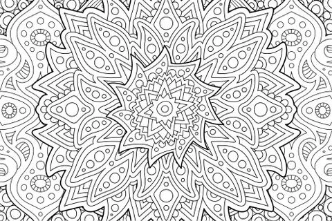 Coloring book page with decorative linear pattern Stock Illustration