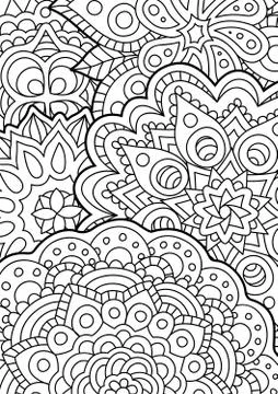 Coloring book page with eastern abstract pattern Stock Illustration