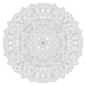 Coloring book page with round linear pattern Stock Illustration