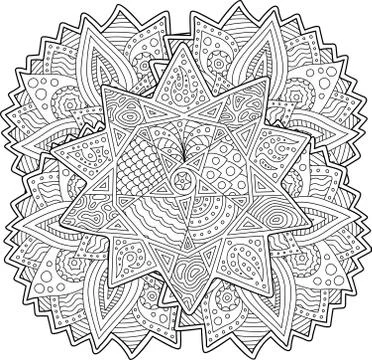 Coloring book page with stylized shape of the star Stock Illustration