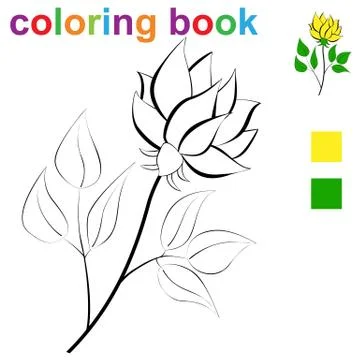 Coloring book page template with flower, for kids .Vector illustration EPS 10 Stock Illustration