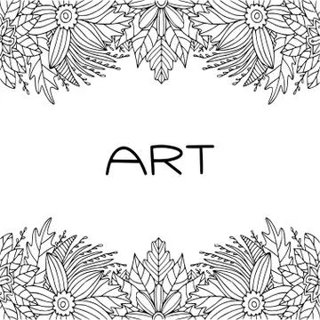 Coloring book page. Vector frame with flowers pattern. Floral background for  Illustrazione stock