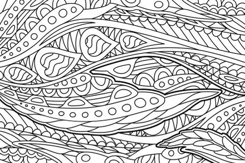 Coloring book page with waving linear pattern Stock Illustration
