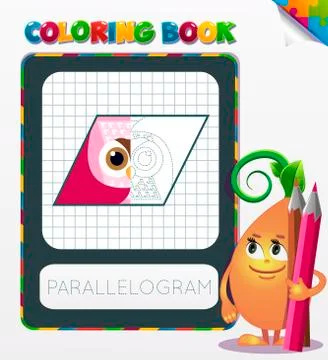 Coloring book parallelogram geometric form Stock Illustration