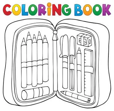 Coloring book pencil case theme 库存插图