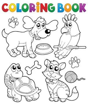 Coloring book with pets - eps10 vector illustration. Illustrazione stock