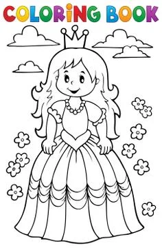 Coloring book princess theme - eps10 vector illustration. Stock Illustration