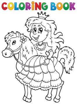 Coloring book princess theme - eps10 vector illustration. Stock Illustration