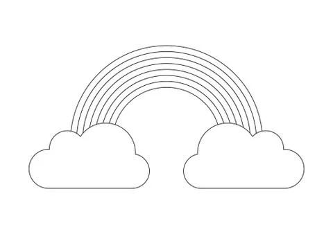 Coloring book - rainbow from cloud to cloud Stock Illustration