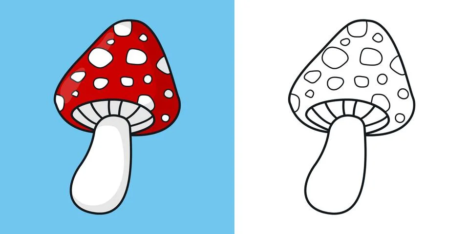 Coloring book red fly agaric. Vector illustration Stock Illustration
