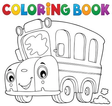 Coloring book school bus theme Stock Illustration