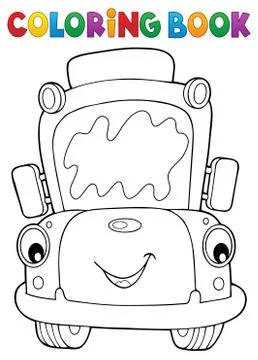 Coloring book school bus theme Stock Illustration