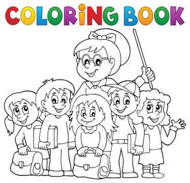 Coloring book school class theme - eps10 vector illustration. Stock Illustration