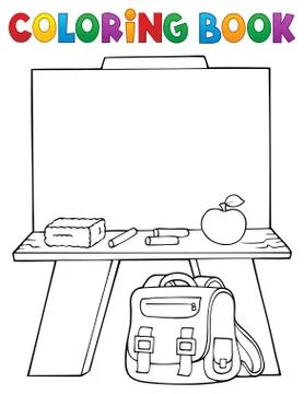 Coloring book schoolboard topic Stock Illustration
