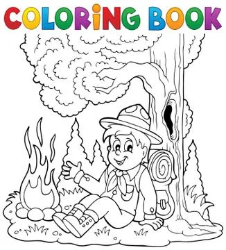 Coloring book scout boy theme - eps10 vector illustration. Illustrazione stock